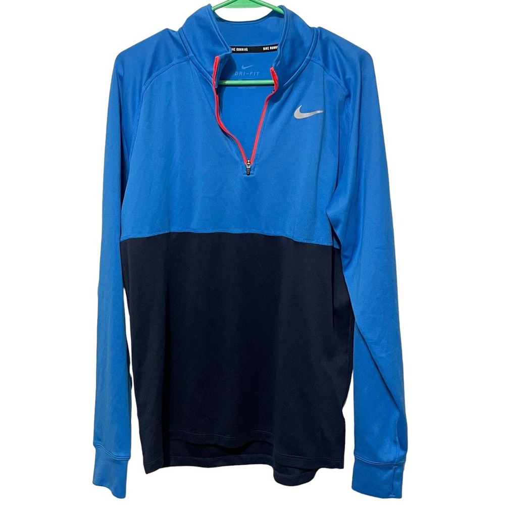 Nike Racer Adult Large Blue Dri-Fit Quarter Zip Pullover‎ Thumb Slits 648588-436